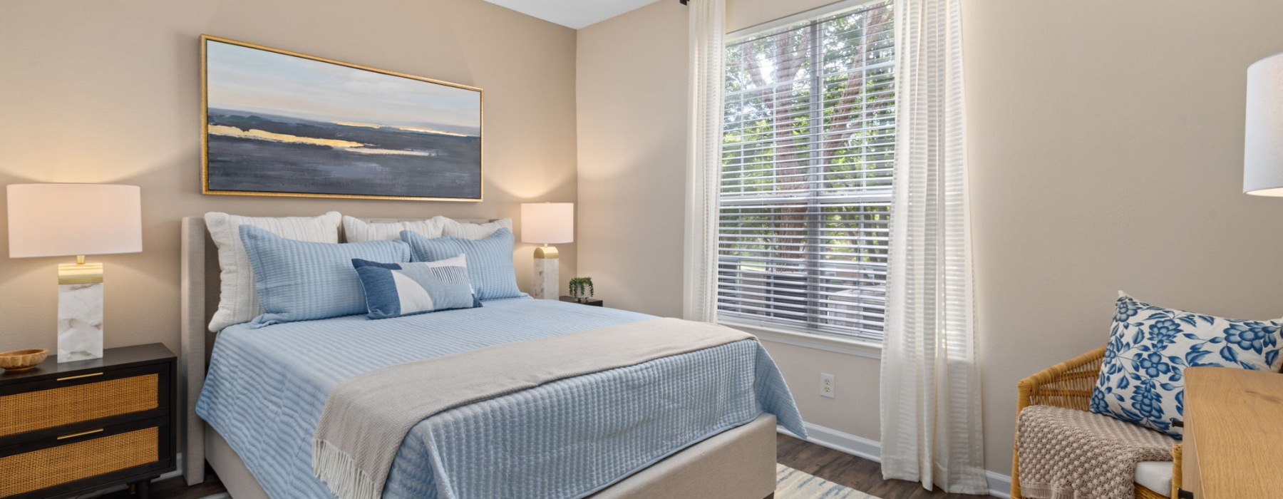 Spacious Bedroom with natural lighting