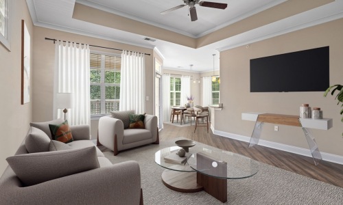 living room with ample seating and modern decor