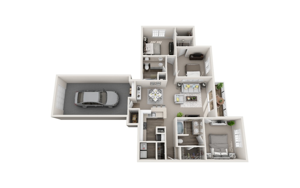 Kingfisher - 3 bedroom floorplan layout with 2 bathrooms and 1421 square feet