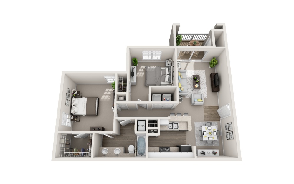 Meadowlark - 1 bedroom floorplan layout with 1 bathroom and 939 square feet